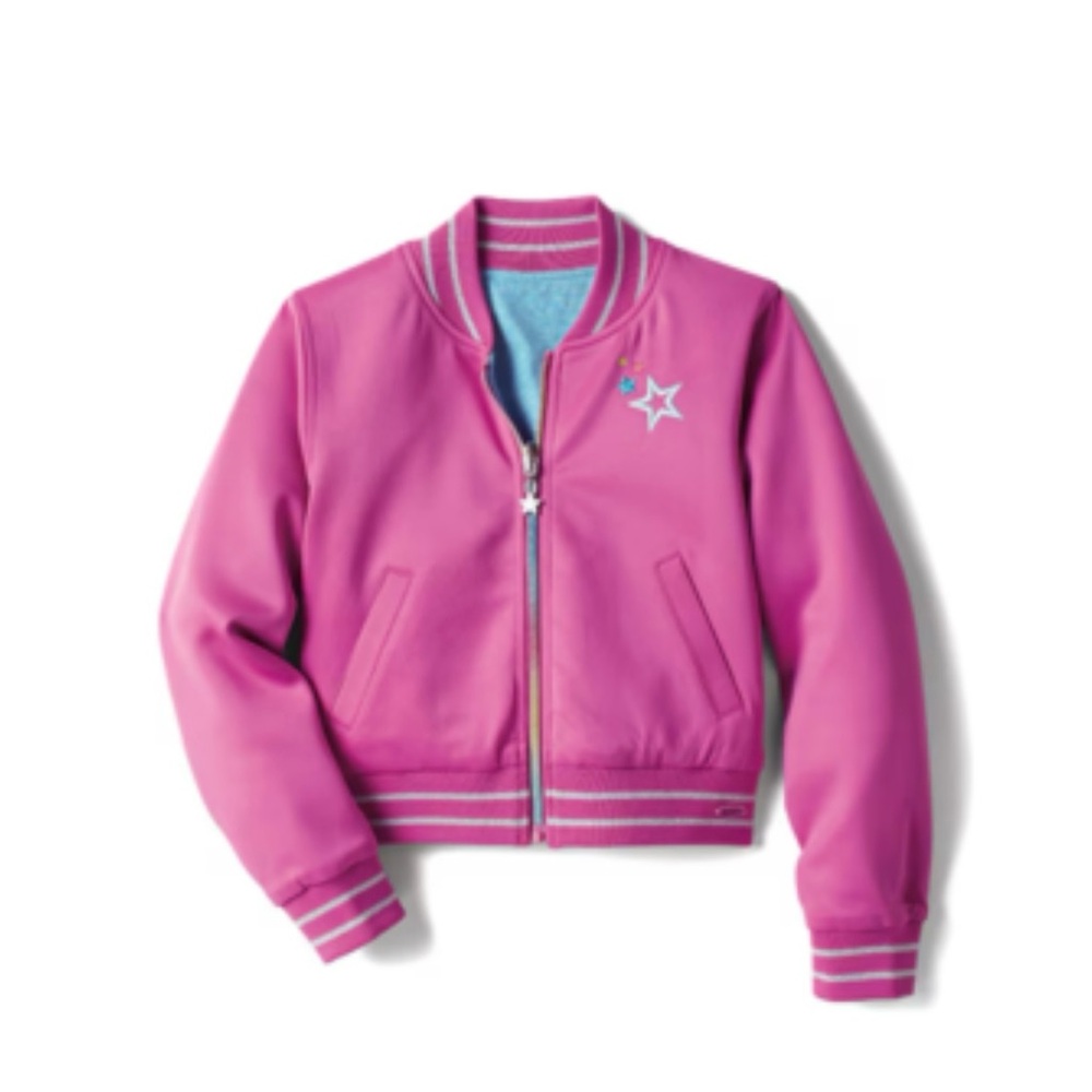 American Girl Pink and Blue Sporty Jacket with Ribbed Cuffs